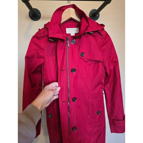Michael kors red trench coat women's extra small - Picture 4 of 12